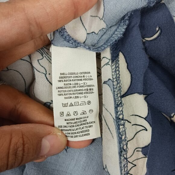 FREE PEOPLE shake it dress size S marine combo blue long sleeve pockets floral - Picture 9 of 10